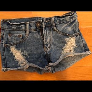 two jean shorts